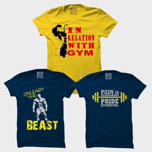 Unleash the Hulk Beast(Man) + Pain is Temporary + In Relation with GYM  Workout Motivational " XXL Size " T-shirt Combo