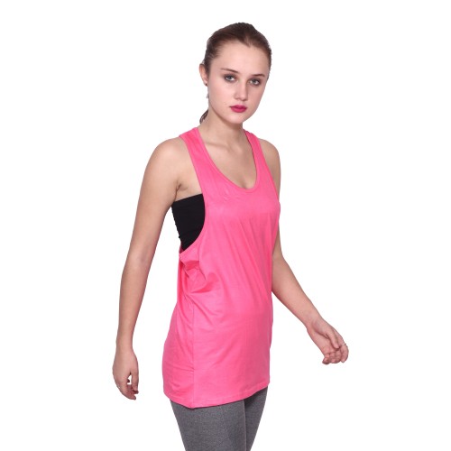 Pink Plain Women's Premium 100% Cotton Tank-Tops