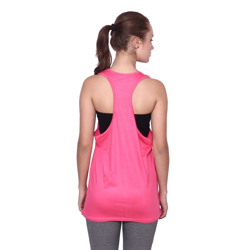 Pink Plain Women's Premium 100% Cotton Tank-Tops