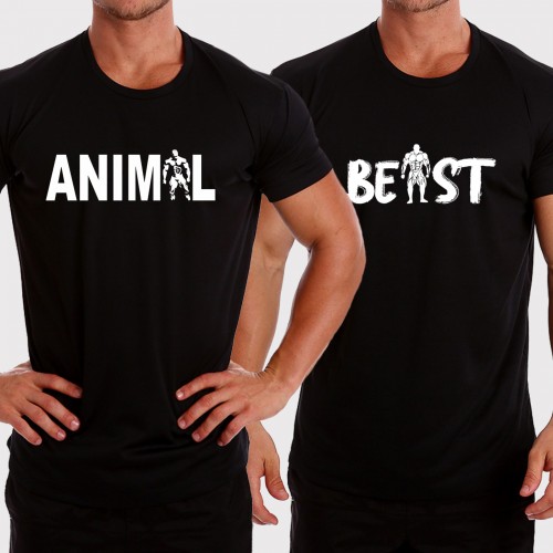 Animal And Beast Combo 100% Polyester( Sport Fabric) Gym Motivational T Shirt