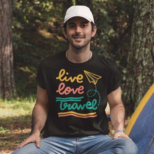 Live Love Travel 100% Cotton Round Neck Half Sleeve T shirt