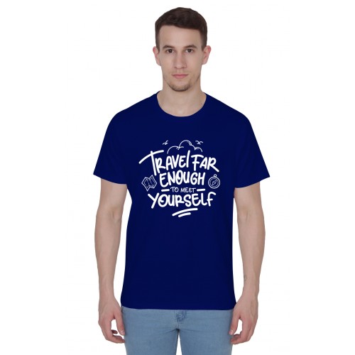 Travel Far Enough 100% Cotton Round Neck Half Sleeve T shirt