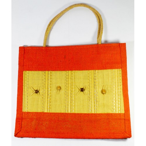 Stitched Orange Jute Bag