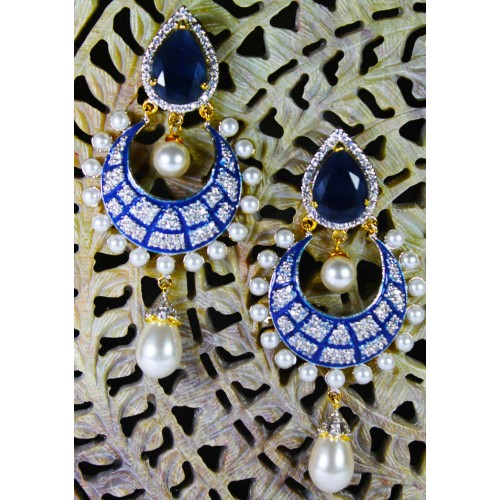 Tanzanite Meena Work Earring