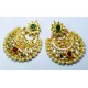 Multi Color Moon- cut Kundan Earrings