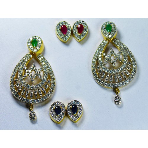 Ruby, Emerald, Tanzanite Earring