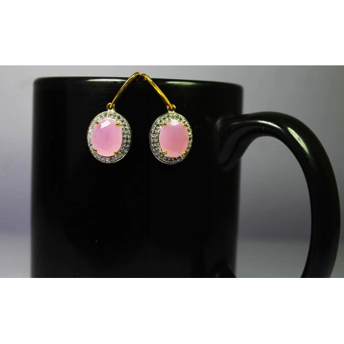 Pink stone AD earring