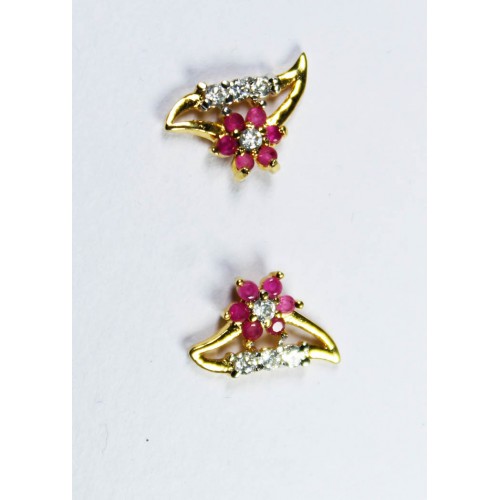 Floral Ruby Cz and AD Stud